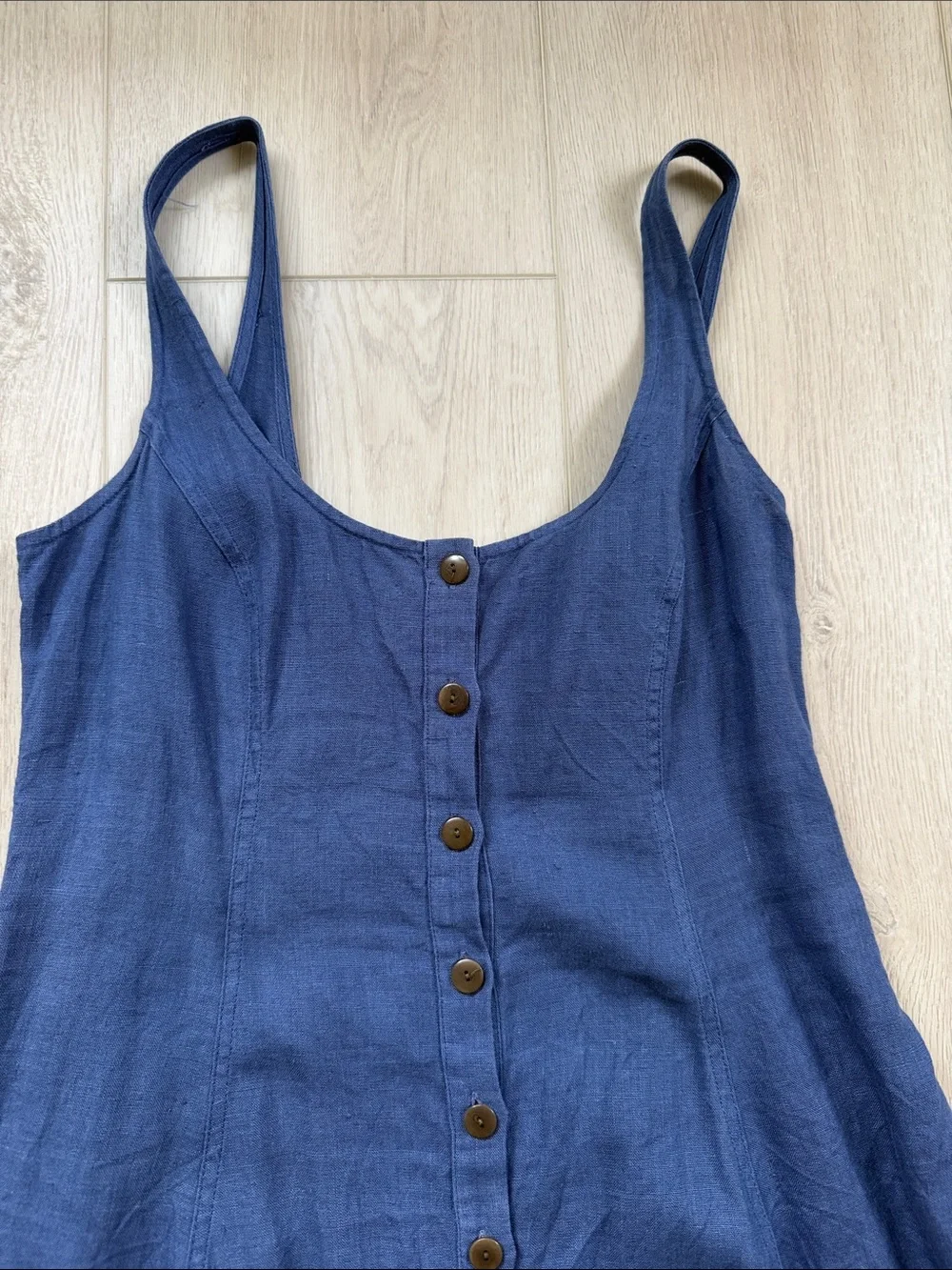 Mara Hoffman Linen Navy Button-Front dress - Picture 2 of 5